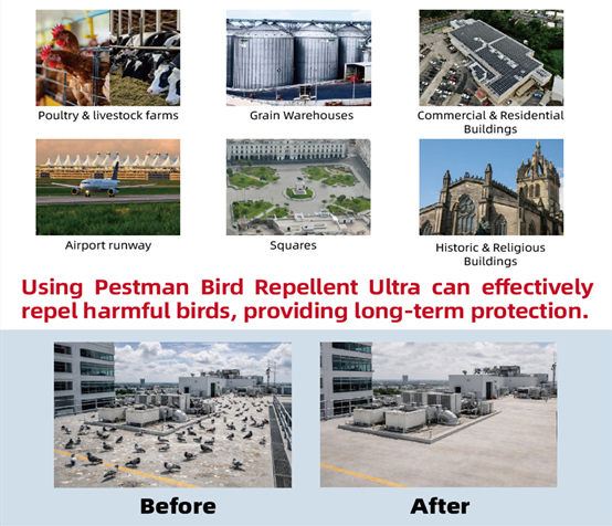 Pestman Bird Repellent Ultra – Global Delivery to Your Door – The best bird repellent product for Large Facilities & Areas
